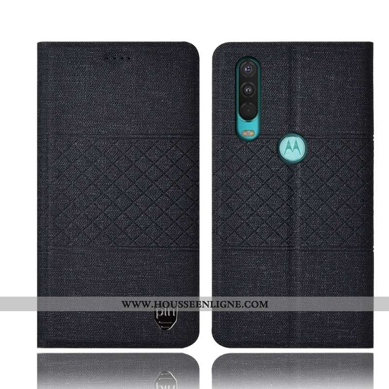 Coque Motorola One Action Protection Cuir Housse Tout Compris Téléphone Portable Noir