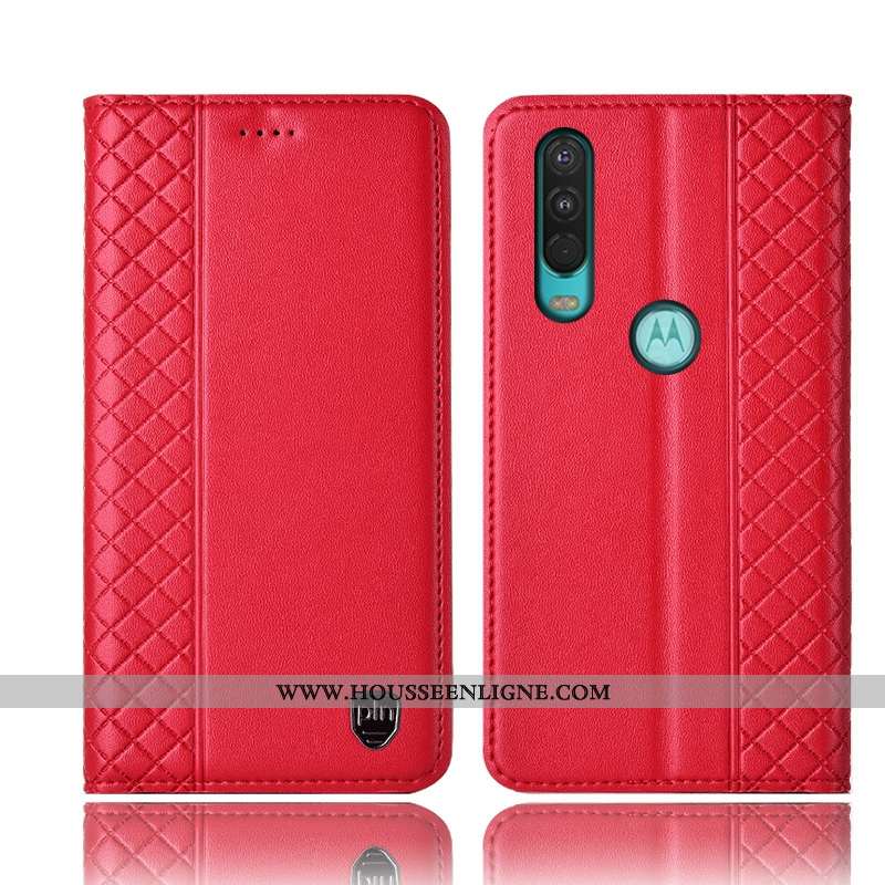 Coque Motorola One Action Protection Cuir Véritable Housse Téléphone Portable Étui Incassable Marron