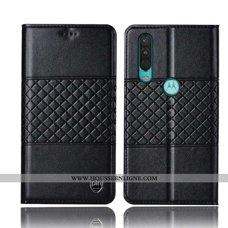 Coque Motorola One Action Protection Cuir Véritable Incassable Jaune Tout Compris Housse Étui