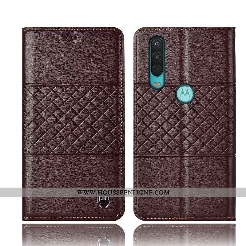 Coque Motorola One Action Protection Cuir Véritable Incassable Jaune Tout Compris Housse Étui