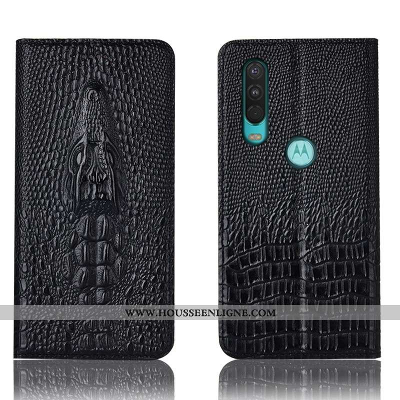 Coque Motorola One Action Protection Cuir Étui 2020 Housse Incassable Bleu