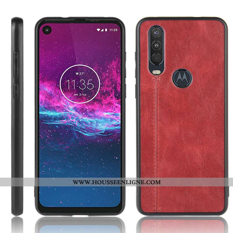 Coque Motorola One Action Protection Modèle Fleurie Bovins Téléphone Portable Rouge Étui