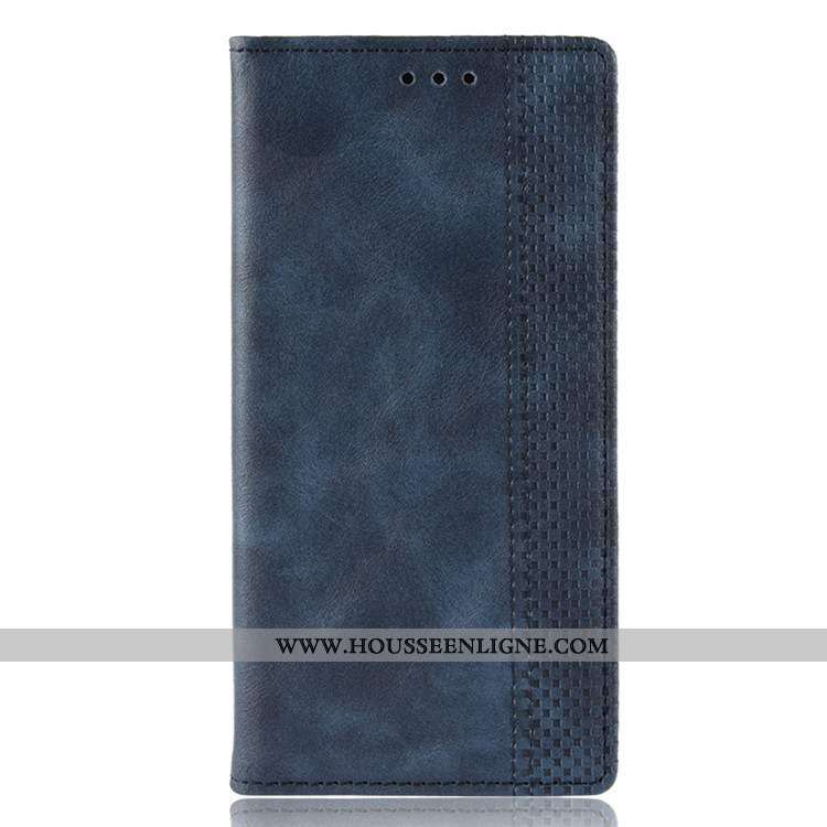 Coque Motorola One Hyper Cuir Bleu Marin Étui Housse Téléphone Portable Bleu Foncé