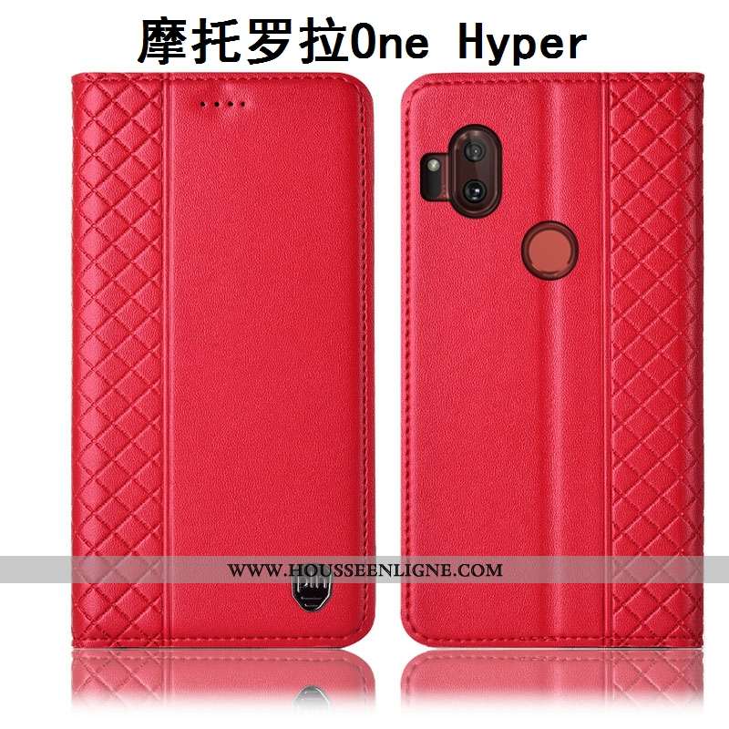 Coque Motorola One Hyper Cuir Véritable Protection Incassable Téléphone Portable Housse Étui Marron