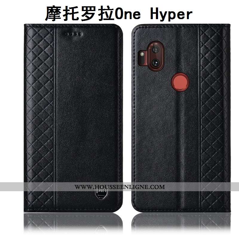 Coque Motorola One Hyper Cuir Véritable Protection Incassable Téléphone Portable Housse Étui Marron