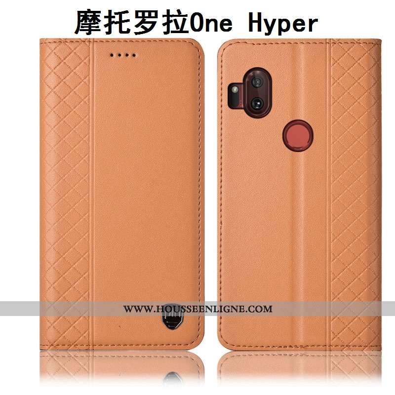 Coque Motorola One Hyper Cuir Véritable Protection Incassable Téléphone Portable Housse Étui Marron