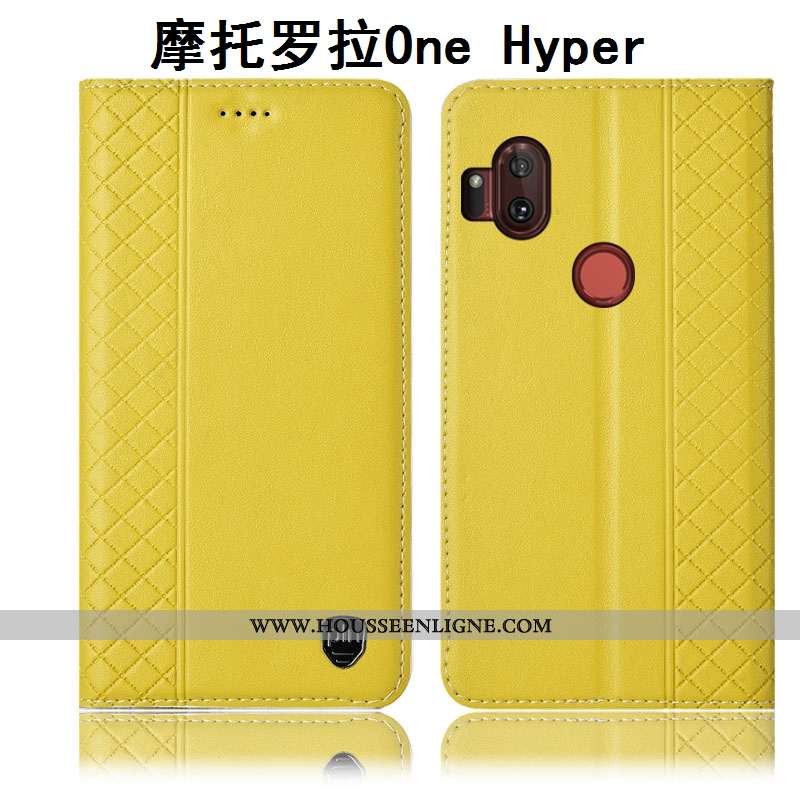 Coque Motorola One Hyper Cuir Véritable Protection Incassable Téléphone Portable Housse Étui Marron