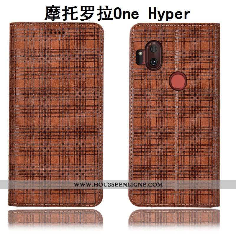 Coque Motorola One Hyper Cuir Véritable Protection Incassable Velours Téléphone Portable Housse Marr