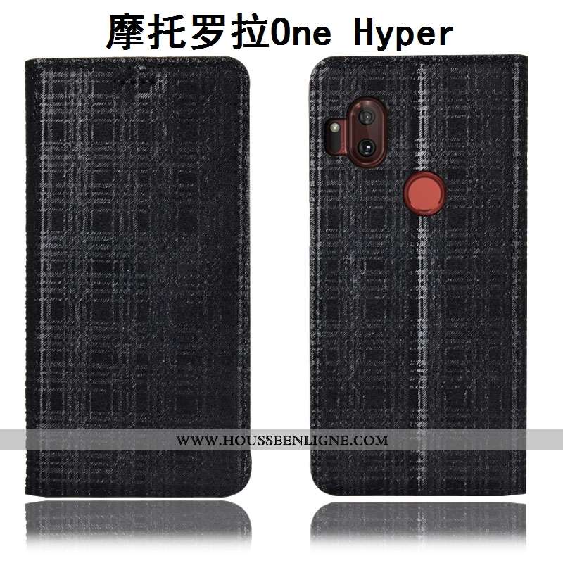 Coque Motorola One Hyper Cuir Véritable Protection Incassable Velours Téléphone Portable Housse Marr