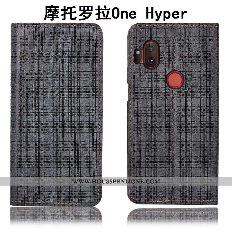 Coque Motorola One Hyper Cuir Véritable Protection Incassable Velours Téléphone Portable Housse Marr