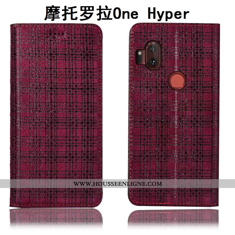 Coque Motorola One Hyper Cuir Véritable Protection Incassable Velours Téléphone Portable Housse Marr
