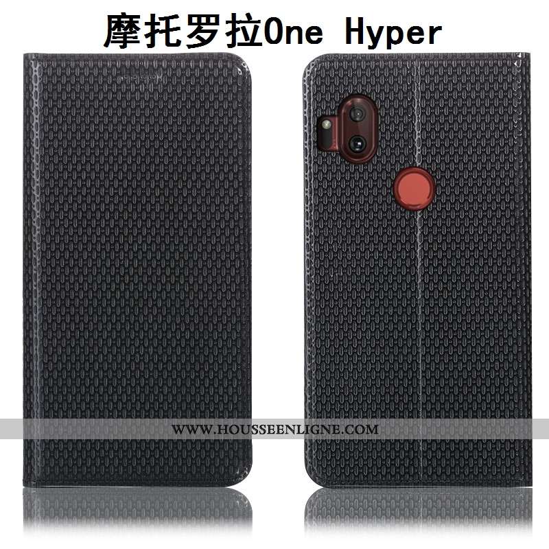 Coque Motorola One Hyper Protection Cuir Véritable Housse Téléphone Portable Incassable Modèle Fleur