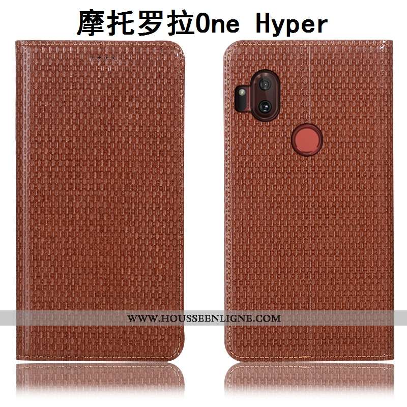 Coque Motorola One Hyper Protection Cuir Véritable Housse Téléphone Portable Incassable Modèle Fleur