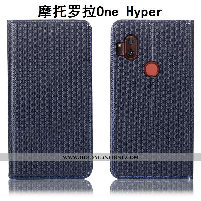 Coque Motorola One Hyper Protection Cuir Véritable Housse Téléphone Portable Incassable Modèle Fleur