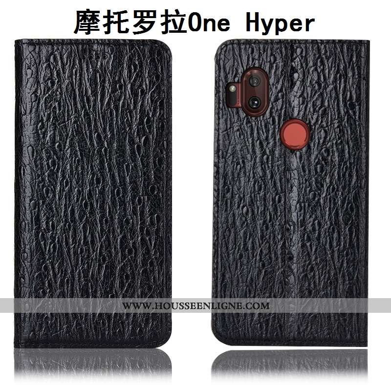 Coque Motorola One Hyper Protection Cuir Véritable Incassable Housse Modèle Fleurie Rouge