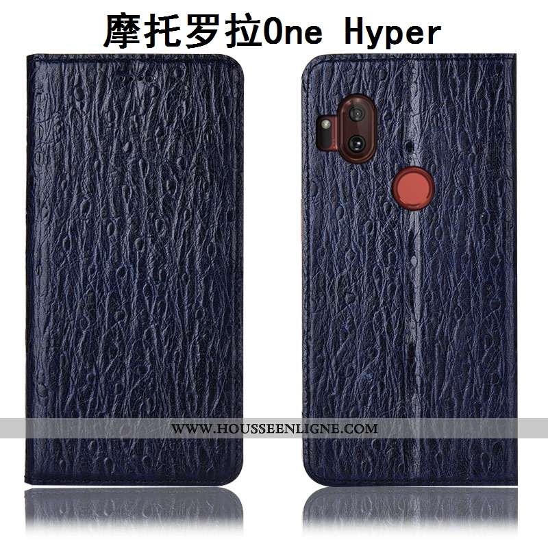 Coque Motorola One Hyper Protection Cuir Véritable Incassable Housse Modèle Fleurie Rouge