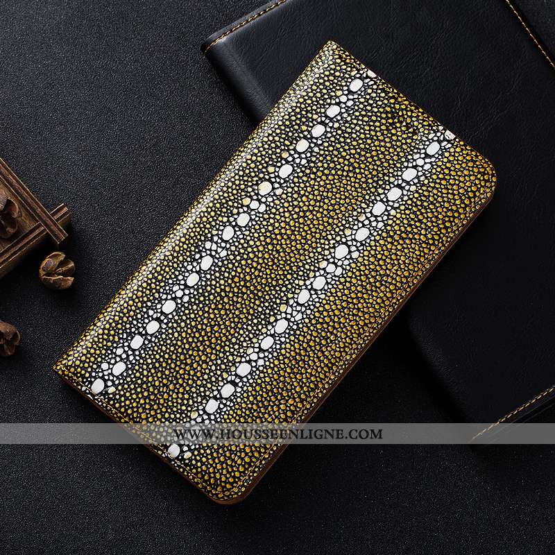 Coque Motorola One Hyper Protection Cuir Véritable Téléphone Portable Housse Incassable Jaune Étui