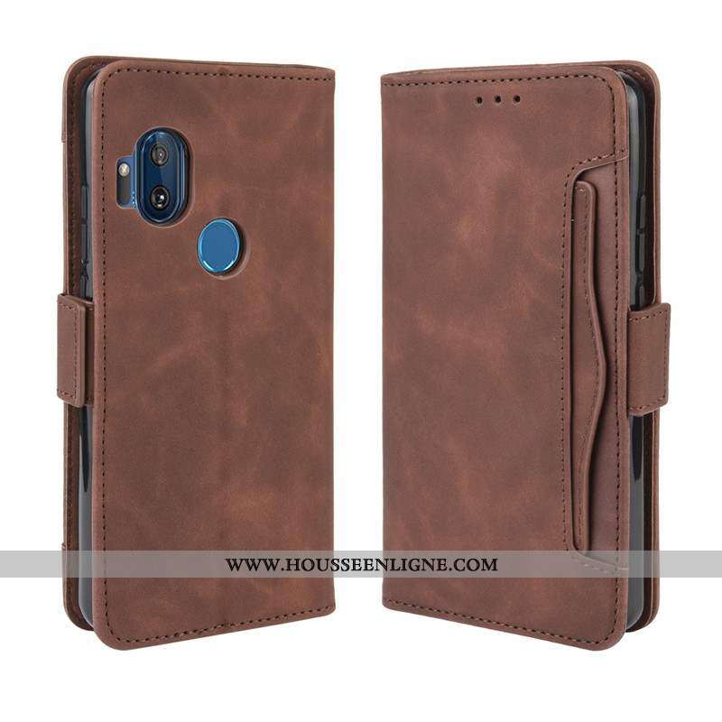 Coque Motorola One Hyper Protection Cuir Étui Clamshell Téléphone Portable Noir