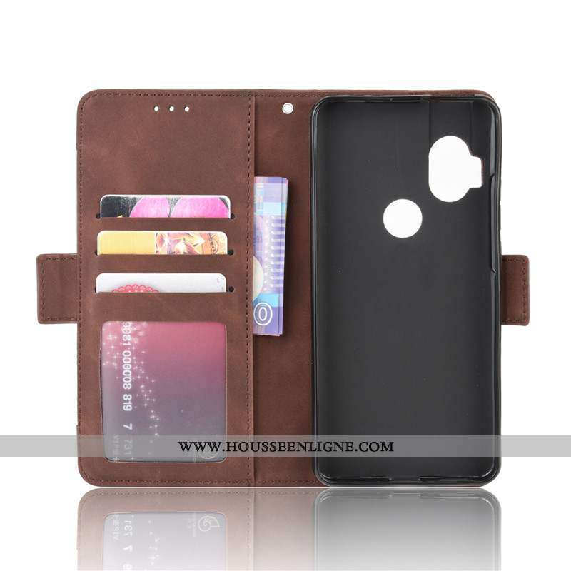 Coque Motorola One Hyper Protection Cuir Étui Clamshell Téléphone Portable Noir