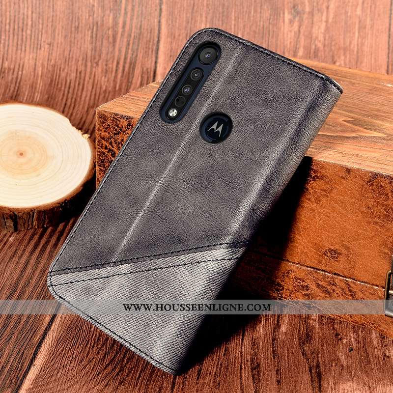 Coque Motorola One Macro Protection Cuir Tout Compris Orange Support Carte Incassable