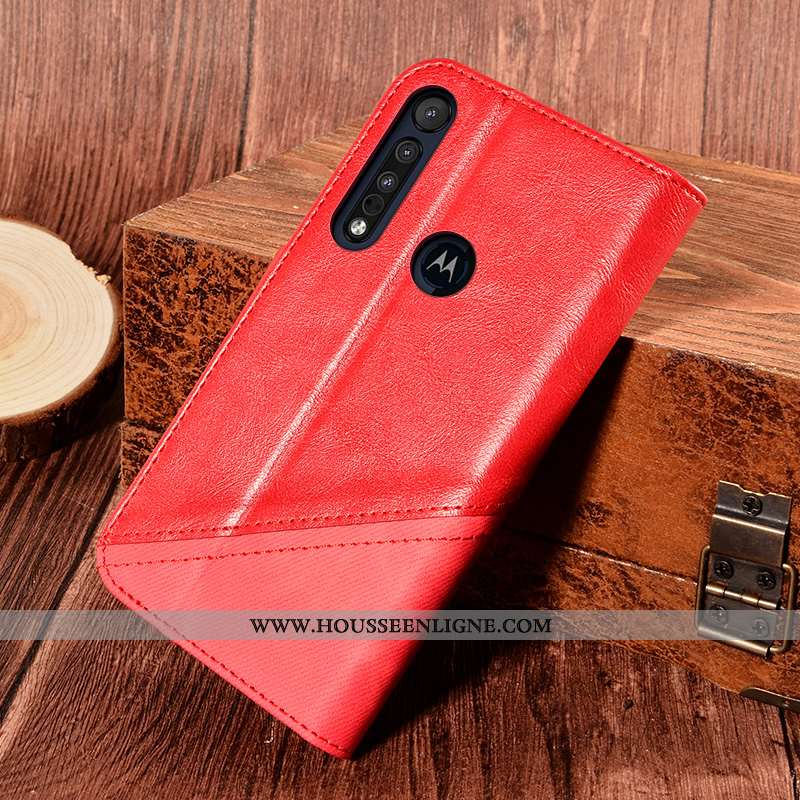 Coque Motorola One Macro Protection Cuir Tout Compris Orange Support Carte Incassable