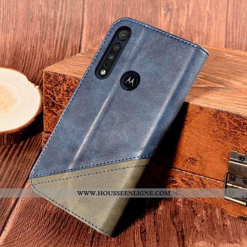 Coque Motorola One Macro Protection Cuir Tout Compris Orange Support Carte Incassable
