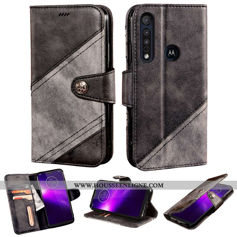 Coque Motorola One Macro Protection Cuir Tout Compris Orange Support Carte Incassable