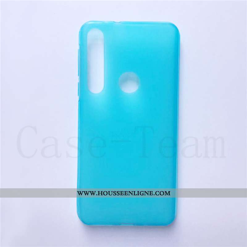 Coque Motorola One Macro Protection Tissu Étui Bleu Téléphone Portable