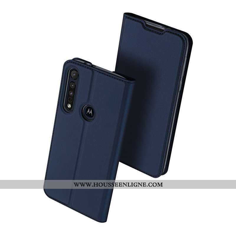 Coque Motorola One Macro Sac Protection Incassable Téléphone Portable Carte Étui Bleu Marin Bleu Fon