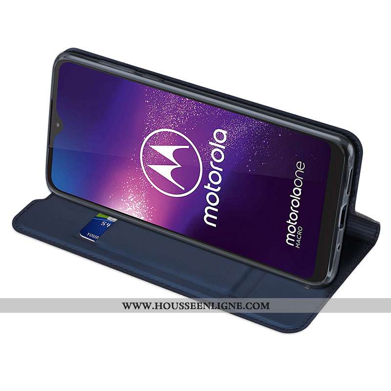 Coque Motorola One Macro Sac Protection Incassable Téléphone Portable Carte Étui Bleu Marin Bleu Fon