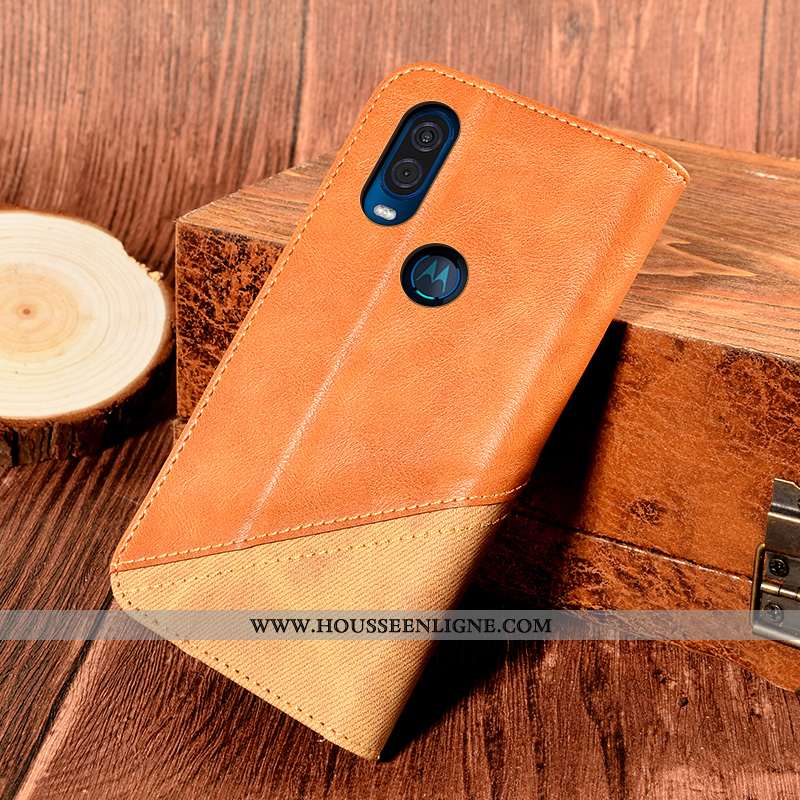 Coque Motorola One Vision Cuir Protection Tout Compris Support Téléphone Portable Noir