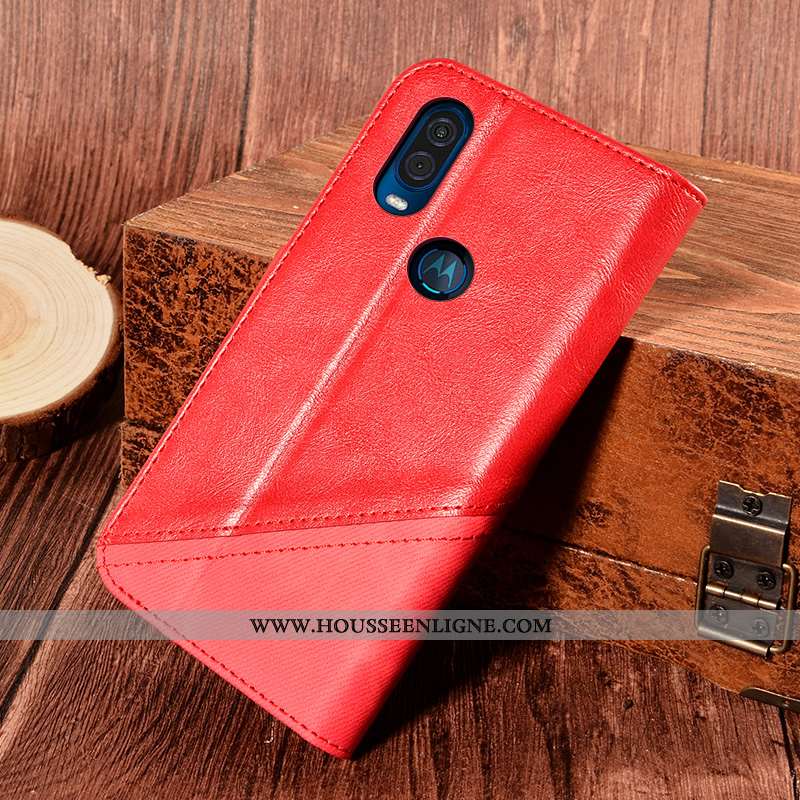 Coque Motorola One Vision Cuir Protection Tout Compris Support Téléphone Portable Noir