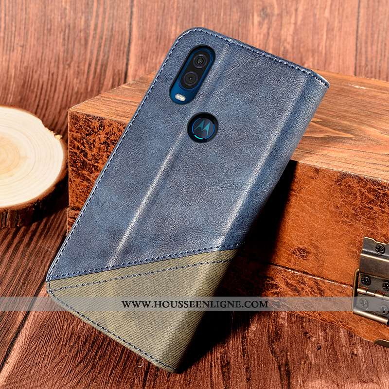 Coque Motorola One Vision Cuir Protection Tout Compris Support Téléphone Portable Noir