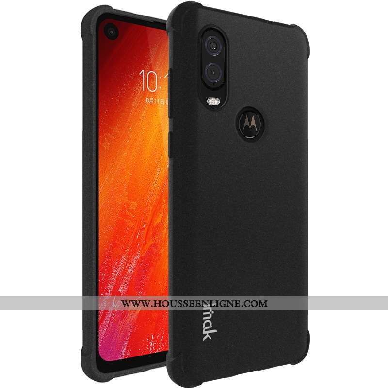 Coque Motorola One Vision Fluide Doux Protection Tout Compris Noir Délavé En Daim Étui