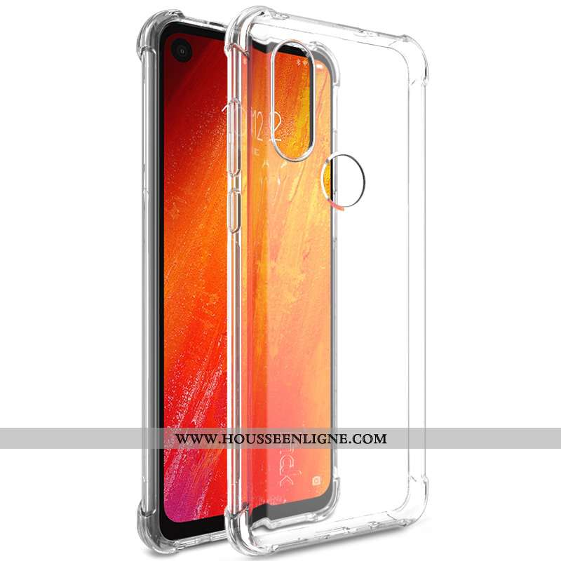 Coque Motorola One Vision Fluide Doux Protection Tout Compris Noir Délavé En Daim Étui