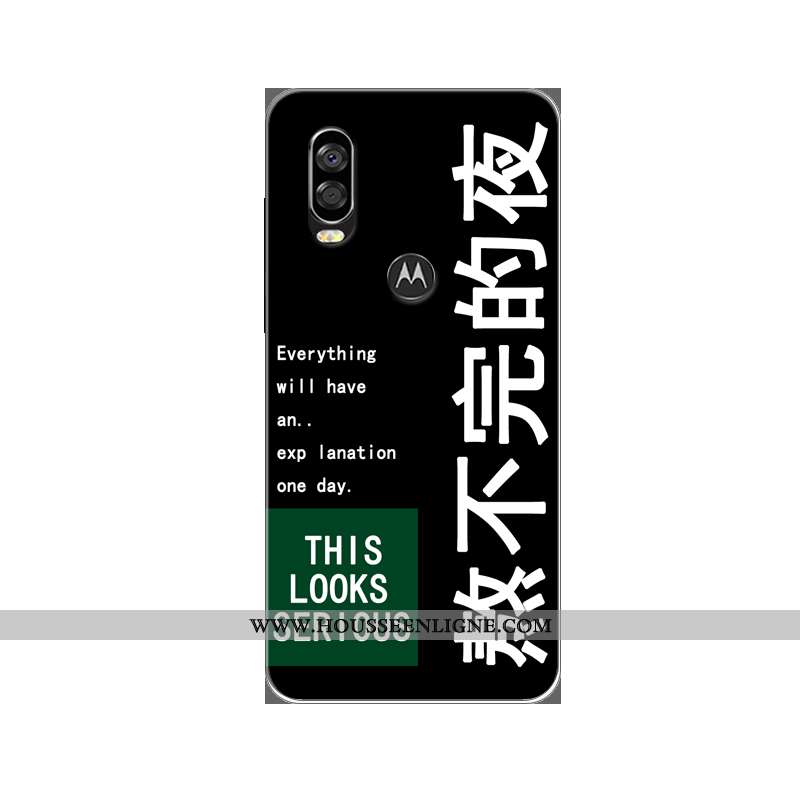 Coque Motorola One Vision Protection Tendance Incassable Silicone Noir Peinture