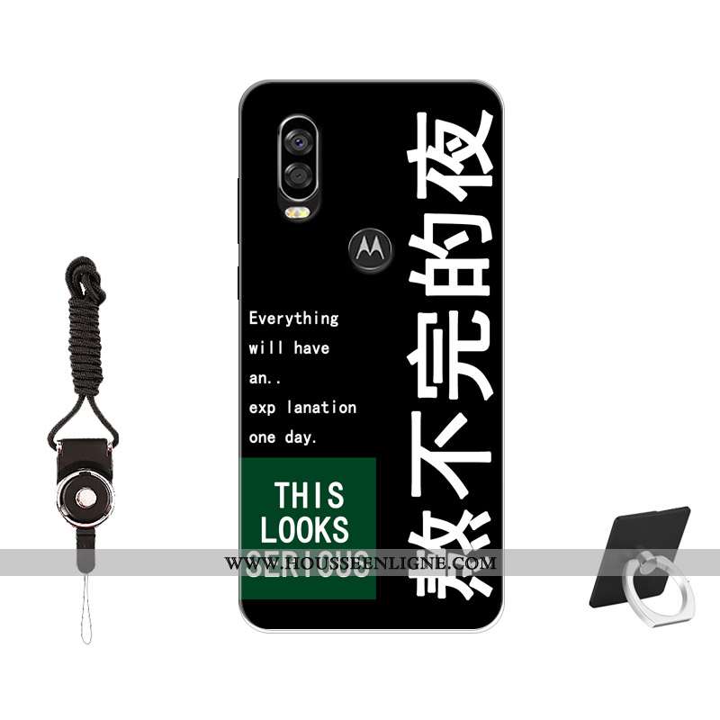 Coque Motorola One Vision Protection Tendance Incassable Silicone Noir Peinture