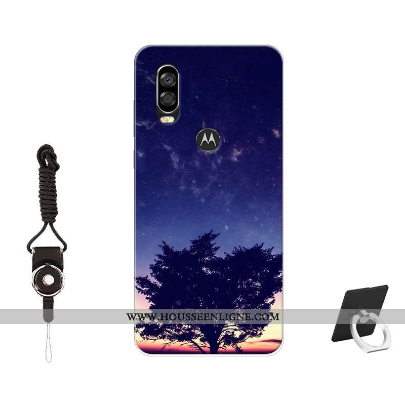 Coque Motorola One Vision Protection Tendance Incassable Silicone Noir Peinture