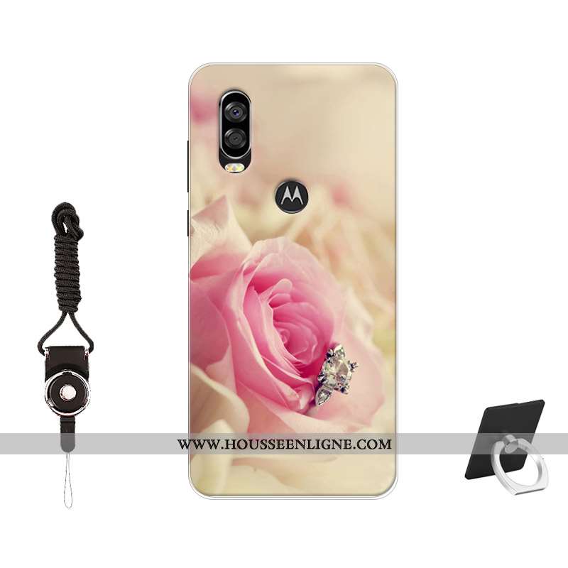 Coque Motorola One Vision Protection Tendance Incassable Silicone Noir Peinture
