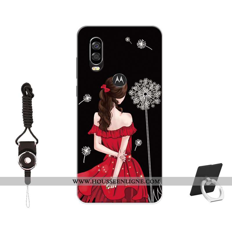 Coque Motorola One Vision Protection Tendance Incassable Silicone Noir Peinture