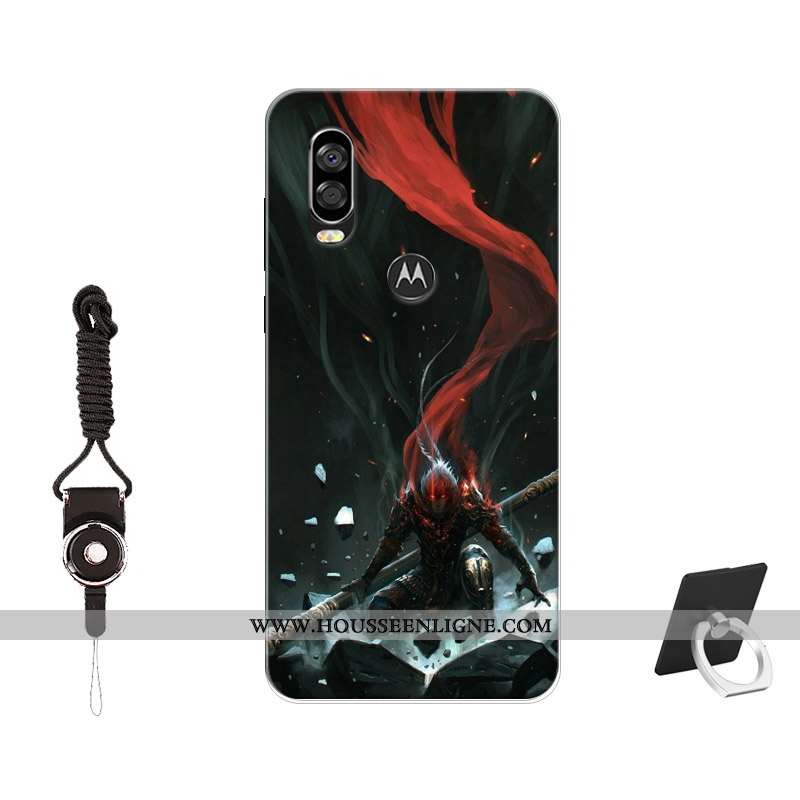 Coque Motorola One Vision Protection Tendance Incassable Silicone Noir Peinture