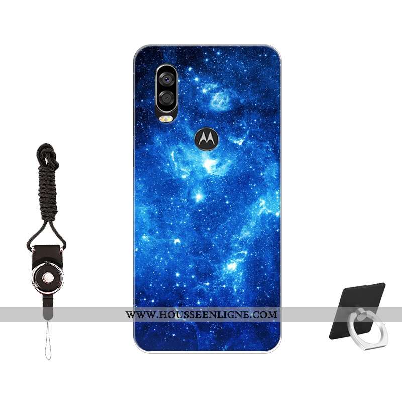 Coque Motorola One Vision Protection Tendance Incassable Silicone Noir Peinture