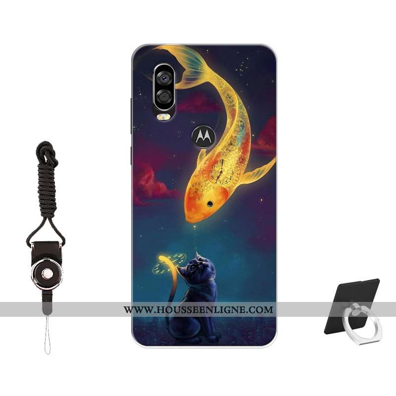 Coque Motorola One Vision Protection Tendance Incassable Silicone Noir Peinture
