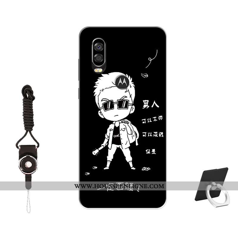 Coque Motorola One Vision Protection Tendance Incassable Silicone Noir Peinture