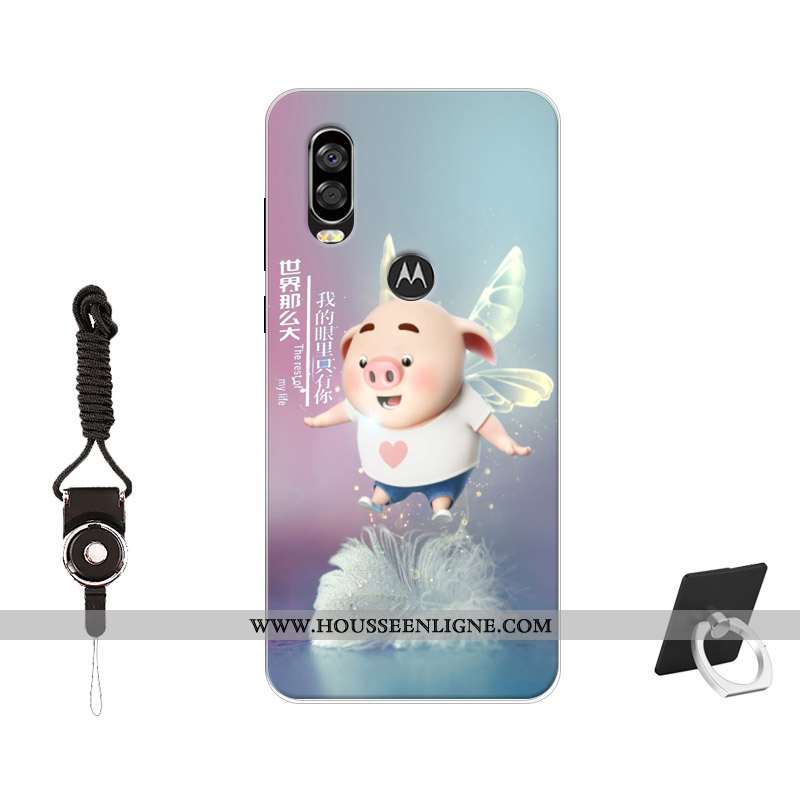 Coque Motorola One Vision Protection Tendance Incassable Silicone Noir Peinture