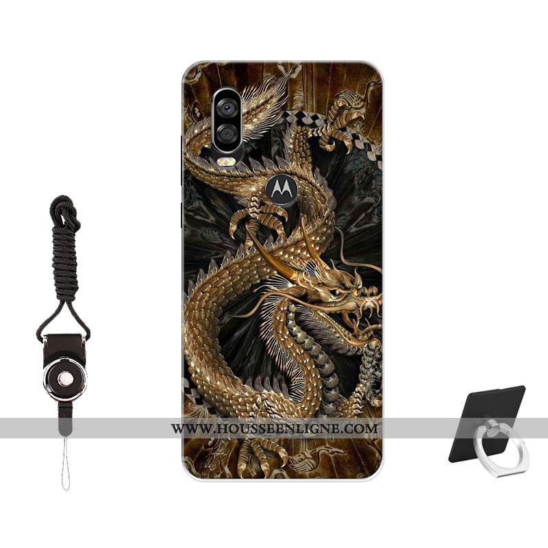 Coque Motorola One Vision Protection Tendance Incassable Silicone Noir Peinture