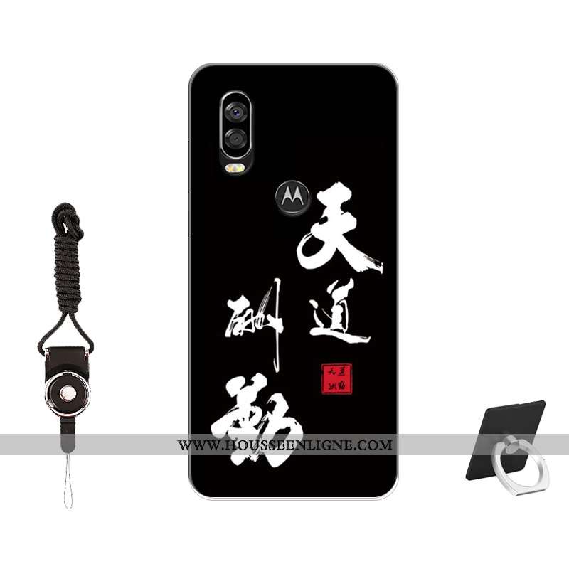 Coque Motorola One Vision Protection Tendance Incassable Silicone Noir Peinture
