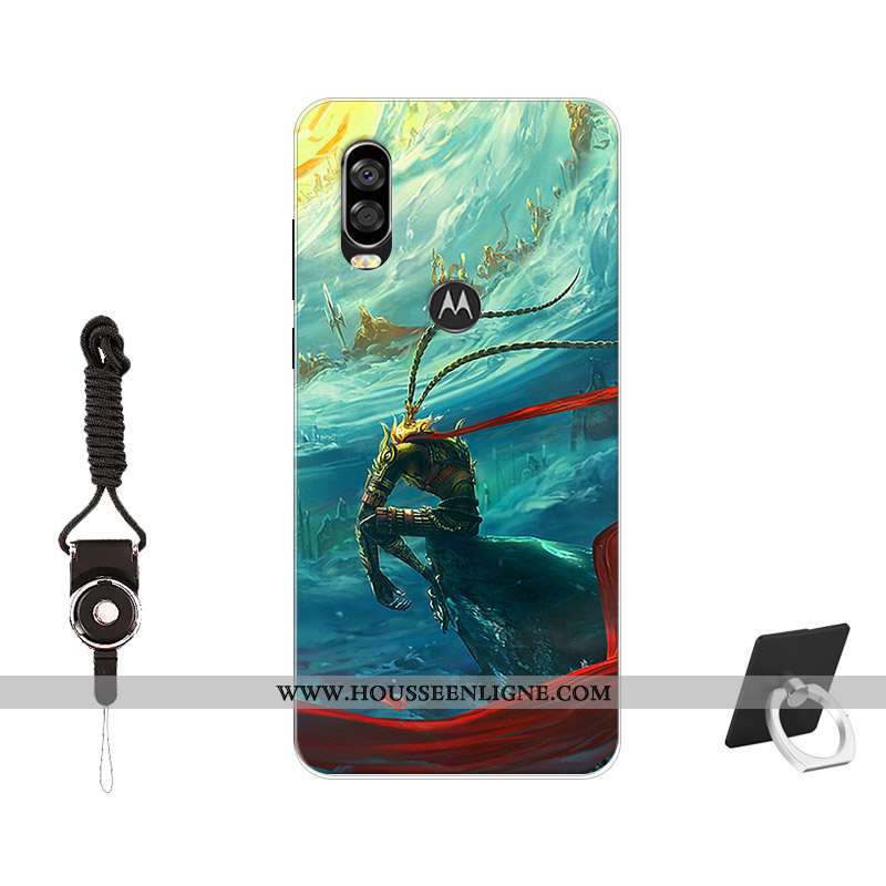 Coque Motorola One Vision Protection Tendance Incassable Silicone Noir Peinture