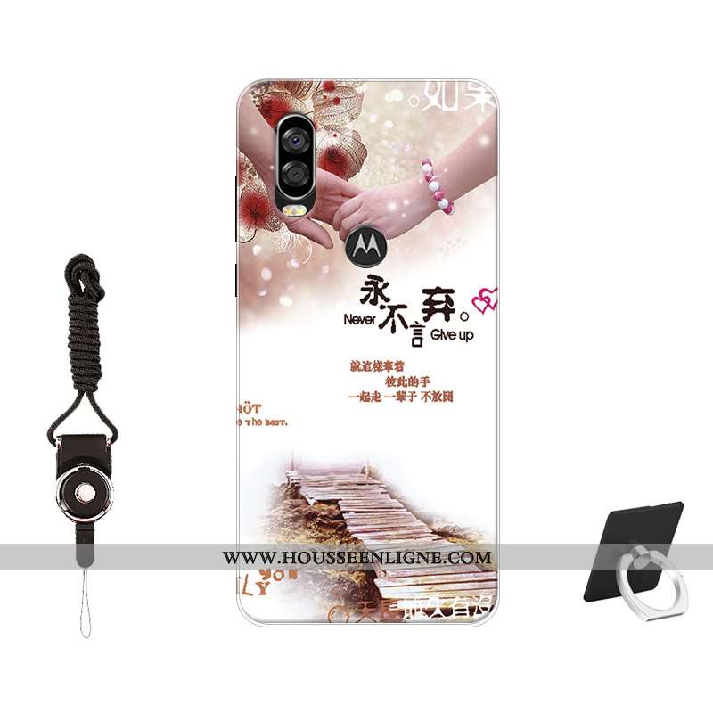 Coque Motorola One Vision Protection Tendance Incassable Silicone Noir Peinture