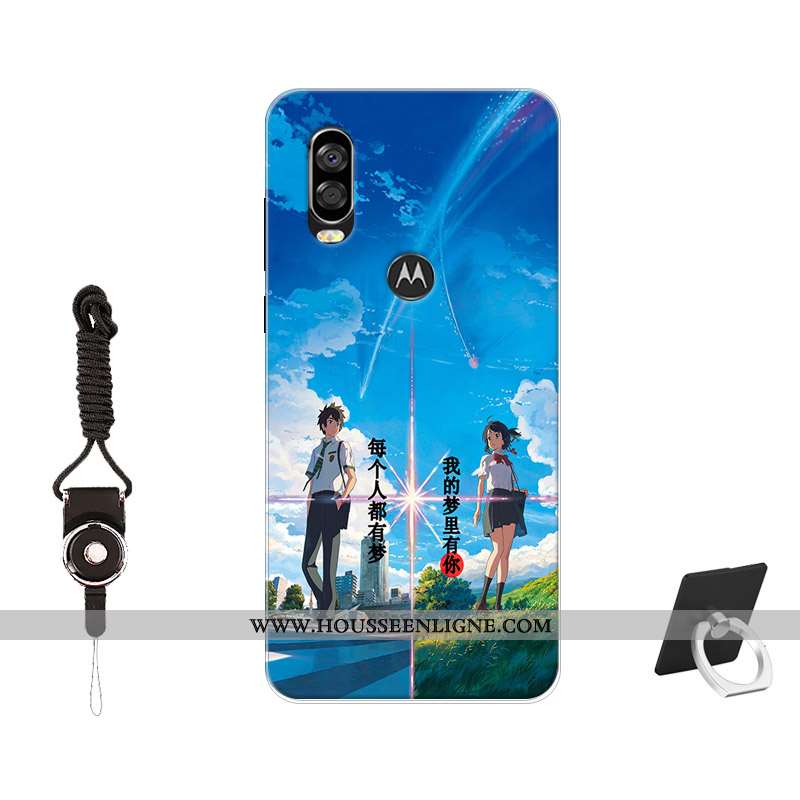 Coque Motorola One Vision Protection Tendance Incassable Silicone Noir Peinture